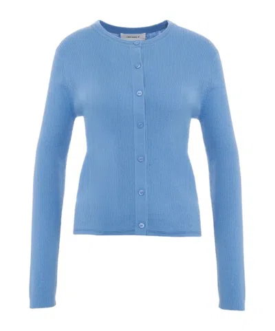 Lisa Yang Crew-neck Knit Cardigan In Blue