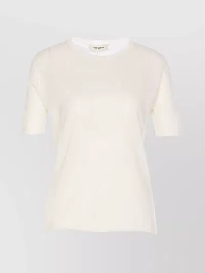 Lisa Yang Crewneck Plain Design Round Neck Short Sleeves In Neutral