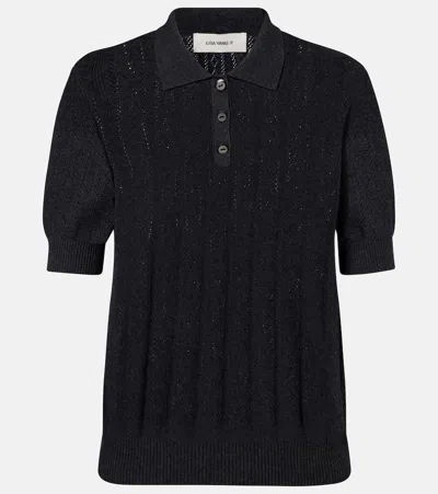 Lisa Yang Cristine Cotton And Cashmere Polo Sweater In Gray