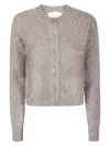 Lisa Yang Cropped Cashmere Cardigan With Contrasting Neckline And Button Closure In Multi