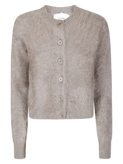 Lisa Yang Cropped Cashmere Cardigan With Contrasting Neckline And Button Closure In Multi