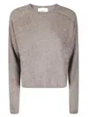 Lisa Yang Cropped Cashmere Sweater With Asymmetric Seams And Round Neckline In Multi