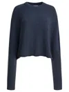 Lisa Yang Cropped Cashmere Sweater With Round Neckline In Blue