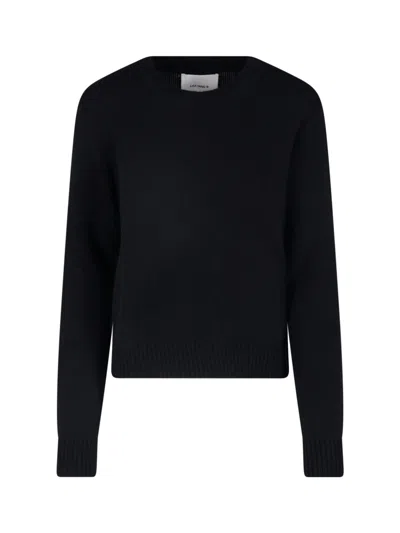 Lisa Yang Cropped Classic Crew Neck Knit Sweater In Black