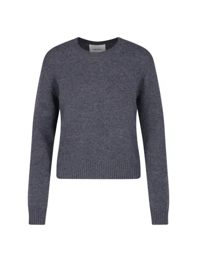 Lisa Yang Cropped Crew Neck Ribbed Knit Sweater In Gray