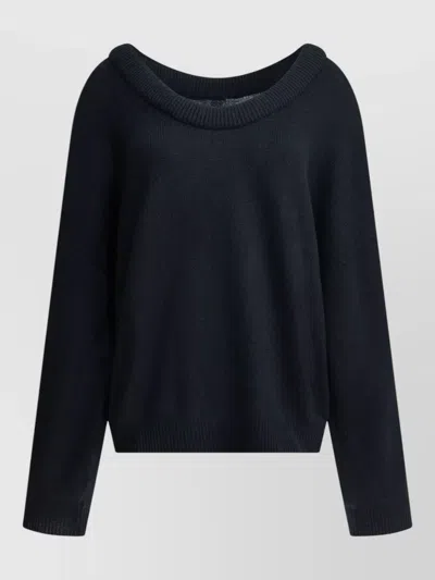Lisa Yang Cropped Knit Top Long Sleeve Relaxed In Blue