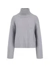 Lisa Yang Cropped Sweater With High Ribbed Turtleneck In Gray