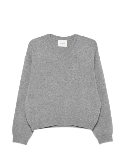 Lisa Yang Cyrilla V-neck Dropped-shoulder Sweater In Gray