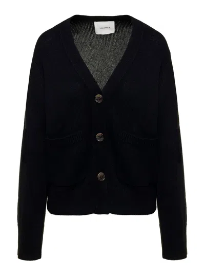 Lisa Yang Danni Black Knitted Cardigan In Cashmere Woman In Animal Print