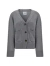 Lisa Yang V-neck Knit Cardigan With Front Buttons In Gray