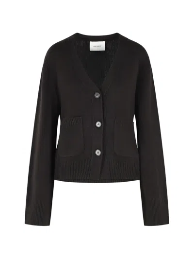 Lisa Yang Knitted Cashmere Cardigan With V-neck And Button Closure In Black