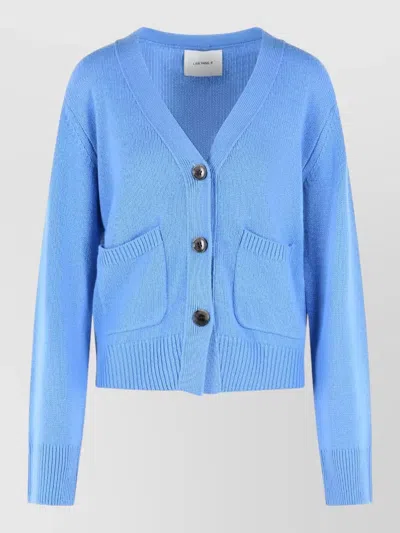 Lisa Yang Danni Cashmere Cardigan V Neck Pockets In Blue