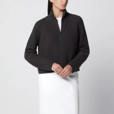 Lisa Yang Dark Green Sadie Zip-up Cashmere Cardigan In Black