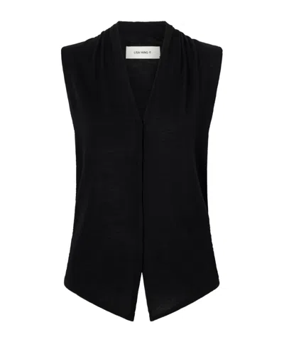 Lisa Yang Deep V-neck Knitted Vest In Black