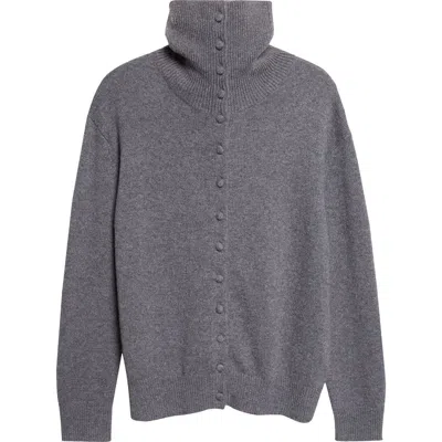 Lisa Yang Denie Cashmere Turtleneck Cardigan In Gray