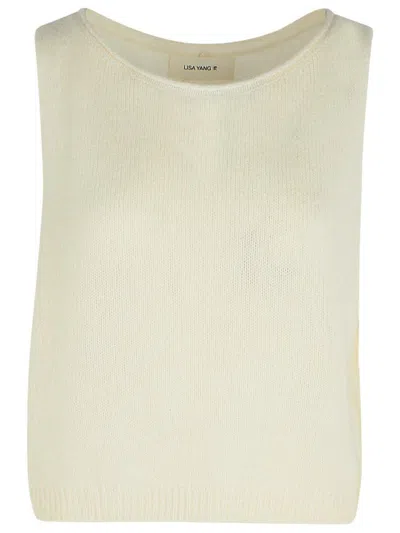 LISA YANG LISA YANG 'DEVINE' CREAM SILK BLEND VEST