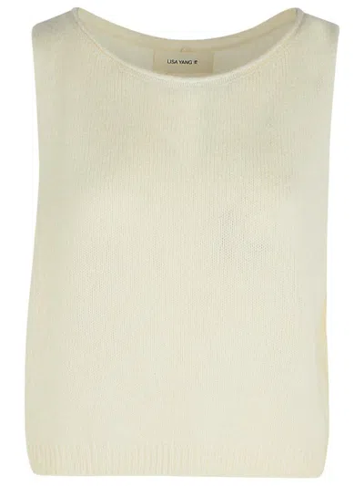 Lisa Yang 'devine' Cream Silk Blend Vest Women In Beige
