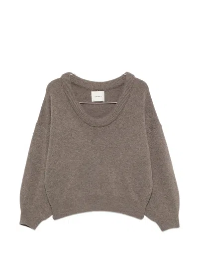 Lisa Yang Cashmere Off-shoulder Sweater With Long Sleeves And Ribbed Trim In Gray