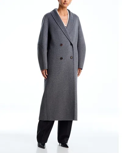 Lisa Yang Double Shawl Wool & Cashmere Coat In Mid Grey
