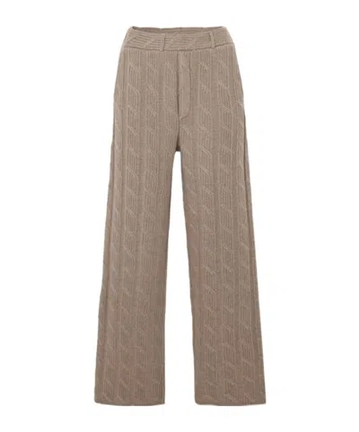 Lisa Yang Ebba Cable-knit Cashmere Wide-leg Pants In Brown