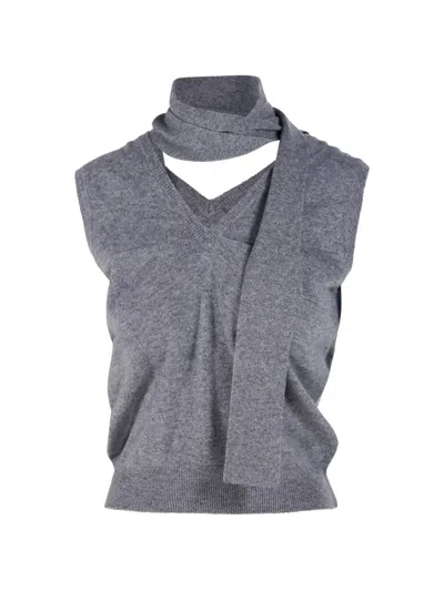 Lisa Yang Ellisyn Scarf-detail Vest In Gray