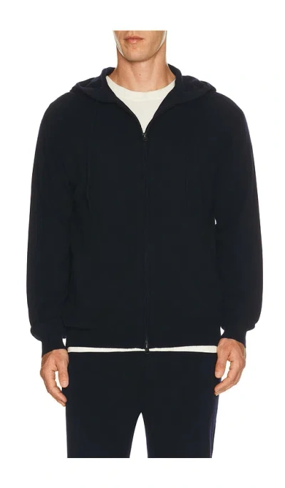Lisa Yang Emerson Hooded Zip Sweater In Navy