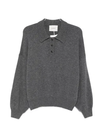 Lisa Yang Etta Button-fastening Polo-collar Sweater In Gray