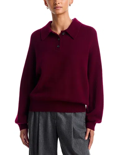 Lisa Yang Etta Cashmere Polo Shirt-style Sweater In Burgundy