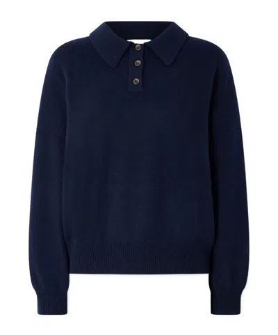 Lisa Yang Etta Cashmere Polo Shirt In Blue