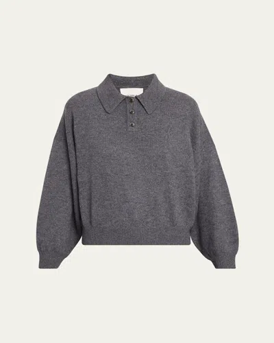 Lisa Yang Etta Cashmere Polo Sweater In Gray