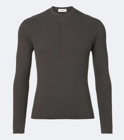 Lisa Yang Falk Cotton And Cashmere Henley Shirt In Brown