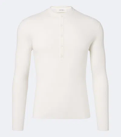 Lisa Yang Falk Cotton And Cashmere Henley Shirt In White