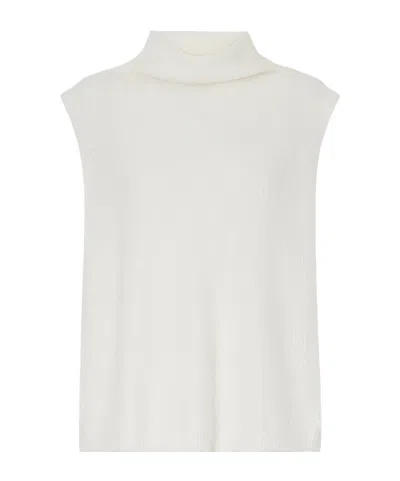 Lisa Yang Aisla Ribbed Brushed Cashmere Turtleneck Sweater Vest In White