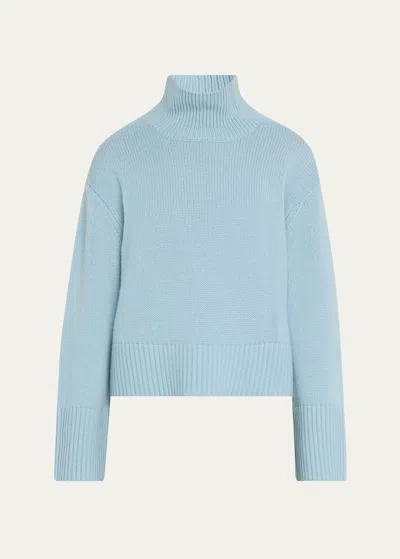 Lisa Yang Fleur Cashmere Drop-shoulder Turtleneck Sweater In Blue
