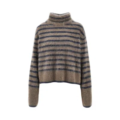 Lisa Yang 'floren' Striped Cashmere Sweater In Brown