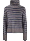 Lisa Yang The Floren Brushed Striped Turtleneck Sweater In Blue