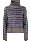 Lisa Yang The Floren Brushed Striped Turtleneck Sweater In Gray