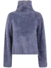 Lisa Yang The Floren High-neck Brushed Sweater In Blue