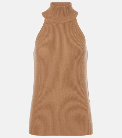 Lisa Yang Freya Ribbed-knit Cashmere Turtleneck Top In Brown