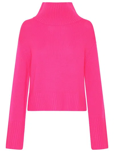Lisa Yang Fuchsia Cashmere Fleur Turtleneck Sweater In Pink