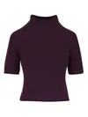 Lisa Yang Funnel-neck Short-sleeve Sweater In Purple