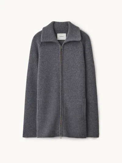 Lisa Yang Gardenia Zip Cardigan Jacket Graphite 2 In Gray