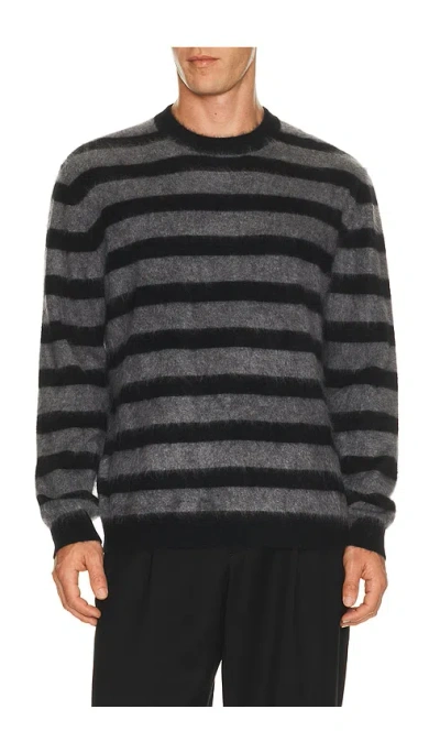 Lisa Yang Glenn Stripes Sweater In Black & Graphite Brushed Stripes
