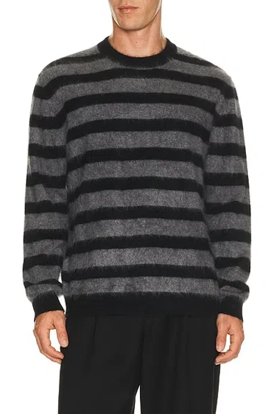 Lisa Yang Glenn Stripes Sweater In Black & Graphite Brushed Stripes