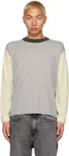 Lisa Yang Men's Elliot Cashmere Colorblock Sweater In Dove Grey