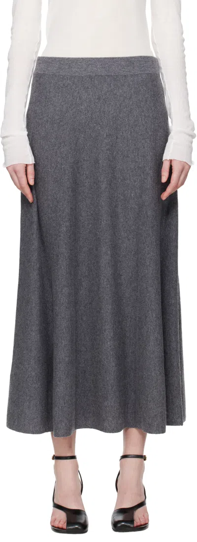 Lisa Yang Gray Torie Midi Skirt
