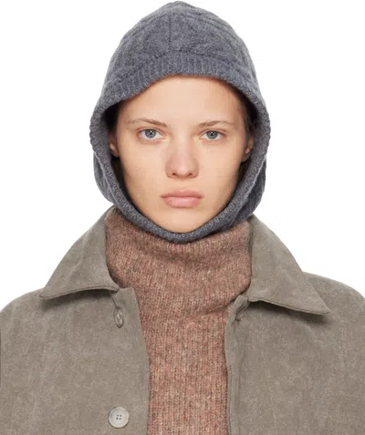 Lisa Yang Ylda Cable-knit Cashmere Balaclava In Gray