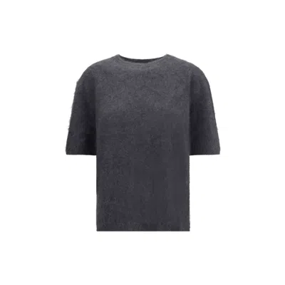 Lisa Yang Grey Cashmere Short Sleeve Women's Sweater In Neutral