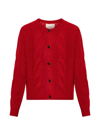 Lisa Yang Gwyneth Cable-knit Cardigan In Red