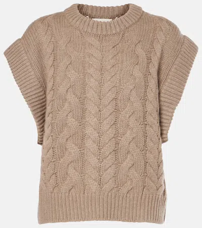 Lisa Yang Hayley Cable-knit Cashmere Sweater Vest In Beige